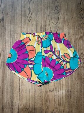 Judith March Bright Floral Athletic Shorts - Purple, Teal, Orange, Yellow